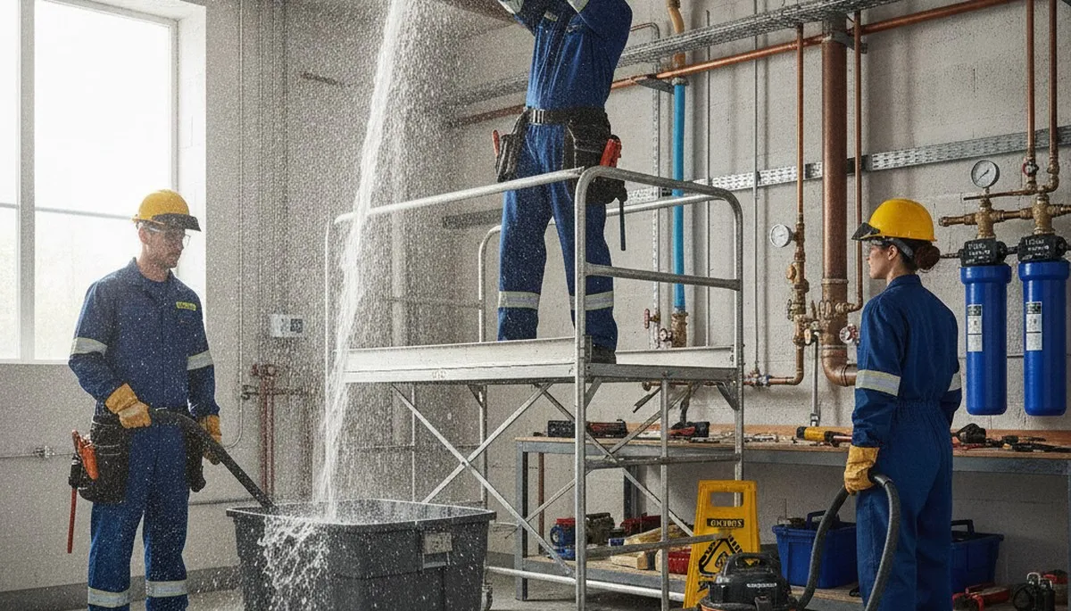 Emergency plumber repairing a burst pipe in Salt Lake City, UT home